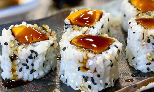 Sliced Sweet Potato Sushi Roll